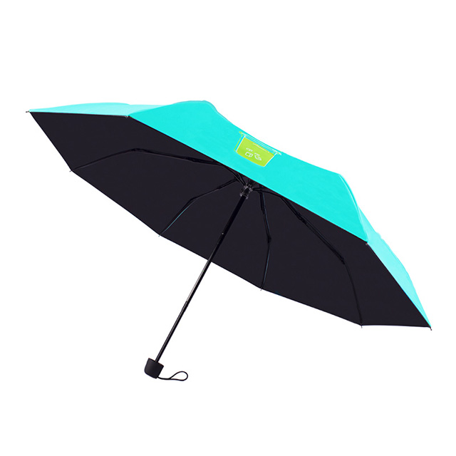 Shenzhen JingMingXin Umbrella Products Co., Ltd.-Advertising umbrella factory spot wholesale 21 inch black plastic sunscreen tri-fold umbrella